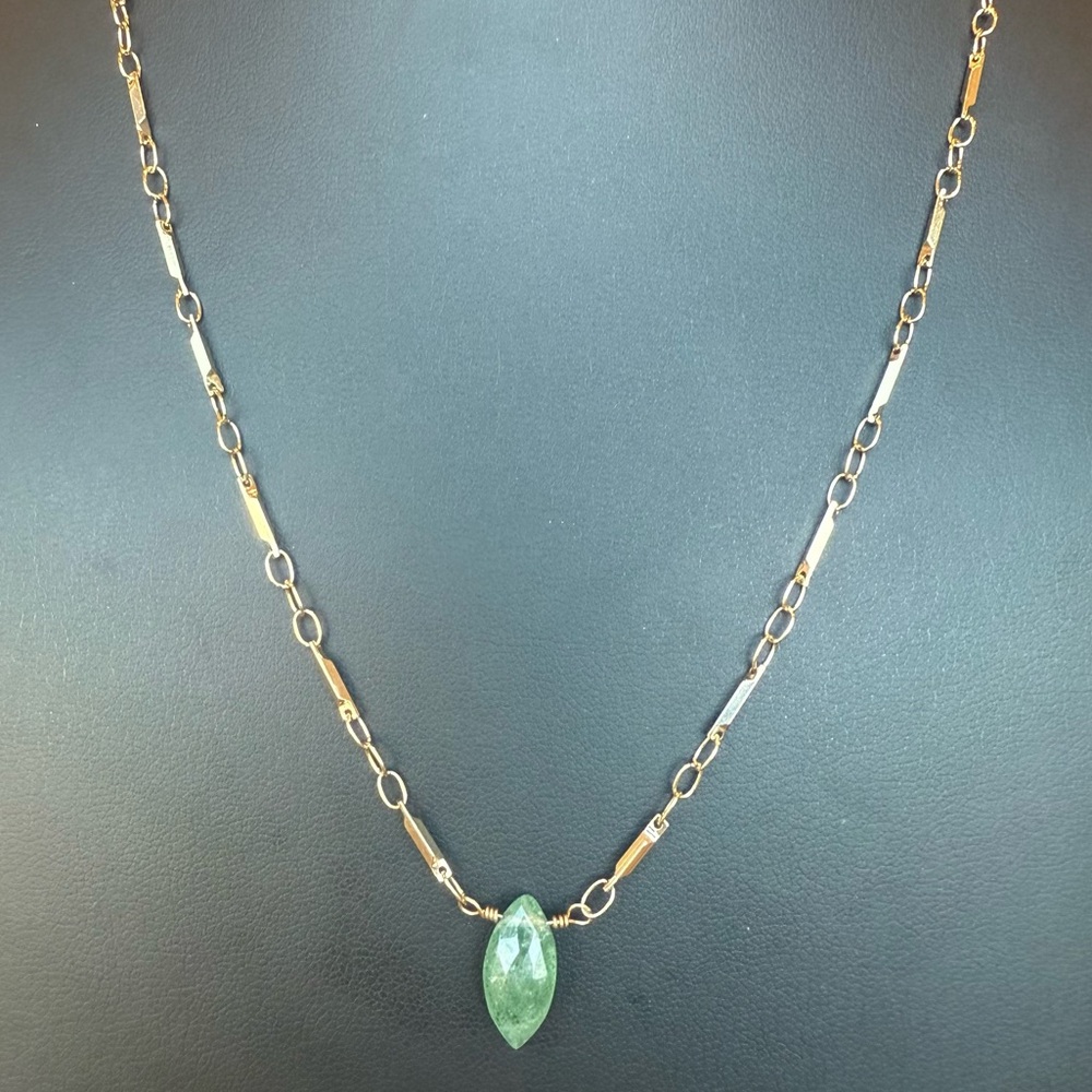Luna Norte Green Stone Quartz Gold Plated Chain Necklace 16-18”